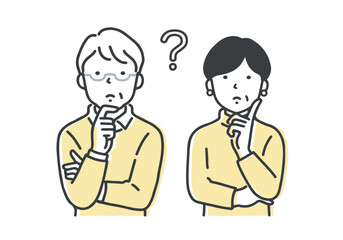 考え事をするシニア夫婦／上半身