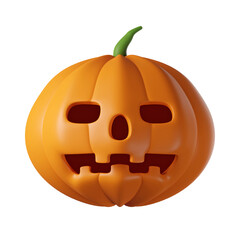 3D realistic halloween angry pumpkin isolated on transparent background.