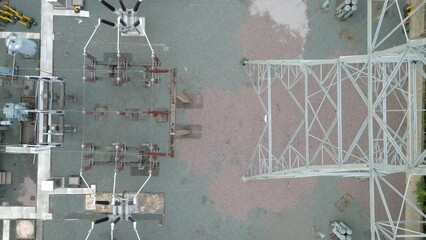 Electrical Substation and Pylon For Power Transmission and Voltage Regulation