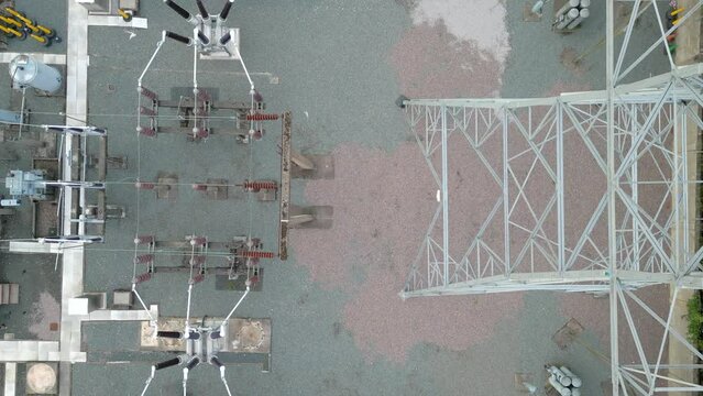 Electrical Substation and Pylon For Power Transmission and Voltage Regulation