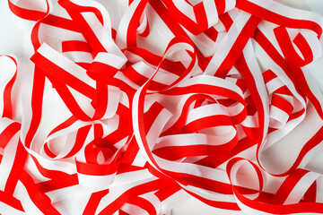 ribbon, red and white flag of Indonesia independence day August 17th, i love indonesia, isolated on...