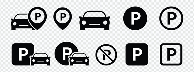 Car parking sign. Car parking vector icons. Parking and traffic signs isolated. EPS 10 - obrazy, fototapety, plakaty