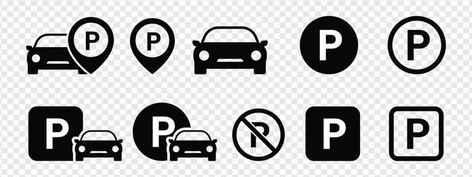 Car parking sign. Car parking vector icons. Parking and traffic signs isolated. EPS 10