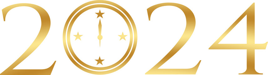 golden clock - new year 2024