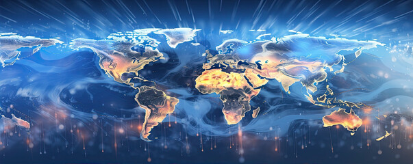 world map, weather screen forecast