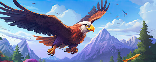 detai portrait fantasy eagle bird in purple colors.