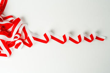 ribbon, red and white flag of Indonesia independence day August 17th, i love indonesia, isolated on...