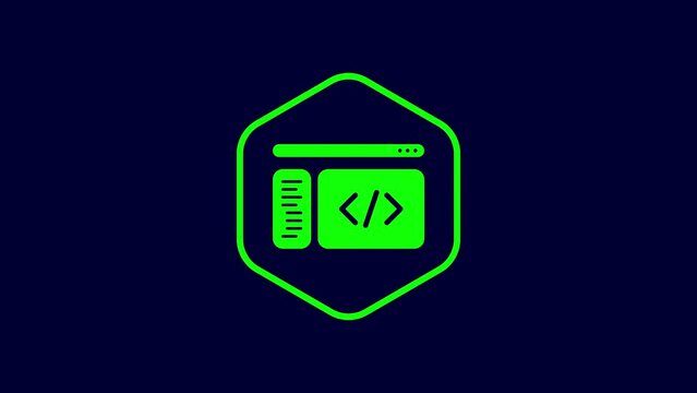 Coding bracket and polygon icon animation