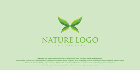 Creative nature logo design with unique concept| leaf logo| premium vector