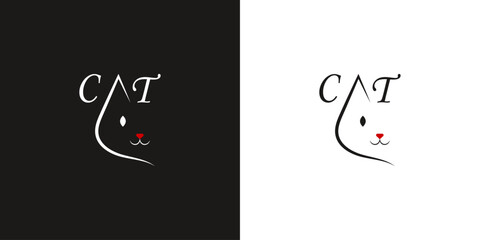 Minimalism, the image of a cat. Logo for a pet store. Everything for cats. Products for cats