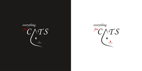 Minimalism, the image of a cat. Logo for a pet store. Everything for cats. Products for cats