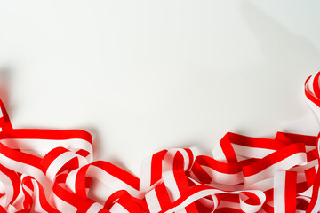 ribbon, red and white flag of Indonesia independence day August 17th, i love indonesia, isolated on white background