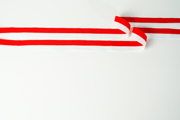 Fototapeta premium ribbon, red and white flag of Indonesia independence day August 17th, i love indonesia, isolated on white background