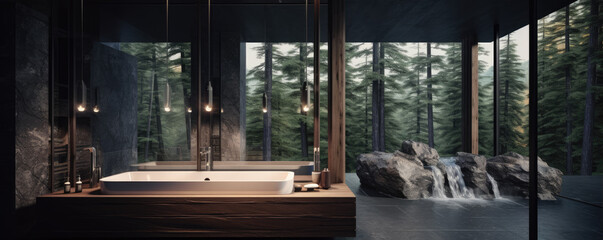 Modern nature design of bathroom.