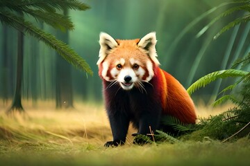 red panda in the forest   generated by AI