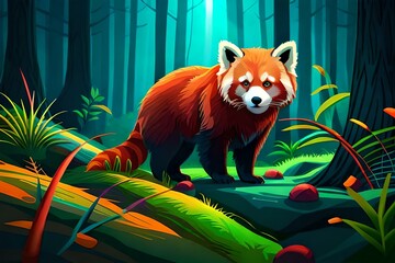 red panda eating bamboo  generated by AI