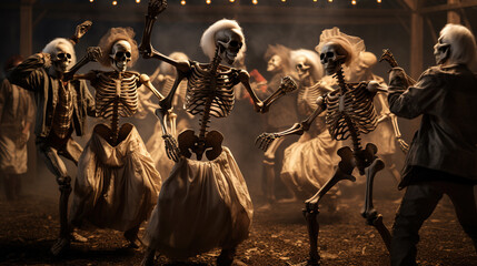 Photo of A troupe of dancing skeletons brings a macabre twist to the Halloween festivities, halloween