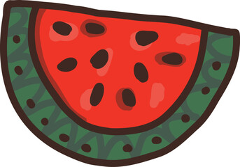 Hand drawn watermelon slice isolated icon. Funny fruit symbol.
