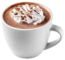 Cup of Hot Chocolate with Cream. Isolated on Transparent Background. generative ai - obrazy, fototapety, plakaty