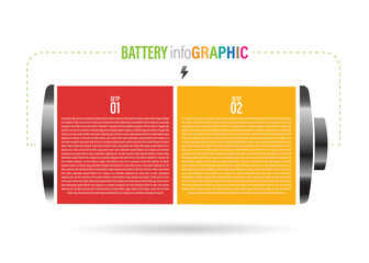 battery infographics vector. Business concept with 7 to 2 options, parts, steps or processes.