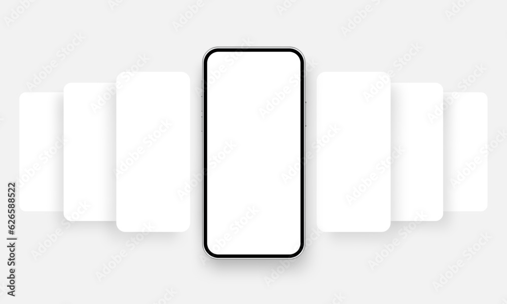 Poster smartphone with blank wireframe screens. modern template for mobile app design. vector illustration