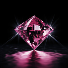 Fototapeta na wymiar big pink diamond in black abstract background style 2
