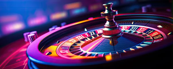 Fotobehang Casino roulette close up. Roulette wheel detail in motion © amazingfotommm