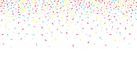Colorful sprinkles banner background, colorful falling decorative sprinkles background