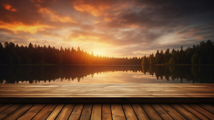 Sunset background landscape, empty board. Generative AI.