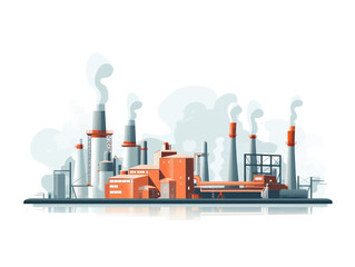Obraz premium 2d graphic image of factories in operation and releasing residual smoke in the chimney. These large-scale factories can pollute the environment if not properly supervised. 
