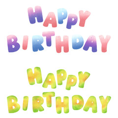 HAPPY BIRTHDAY colorful type banner with watercolor.