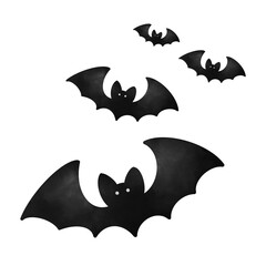 Fototapeta premium Halloween black bats flying silhouettes isolated on white.