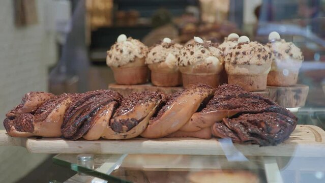 french pastries in bakery window in Paris