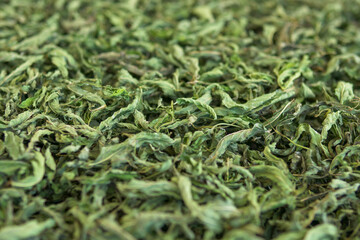 dried mint that is added to soups and gives flavor,