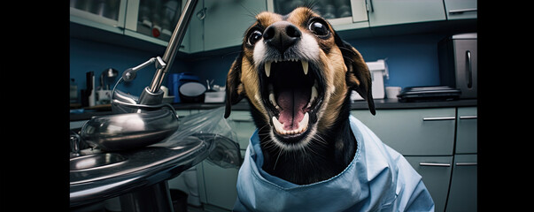 cleaning teeth dog, wide banner
