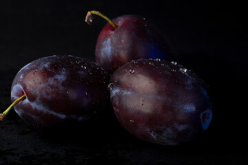 Washed ripe plum. plum fruit