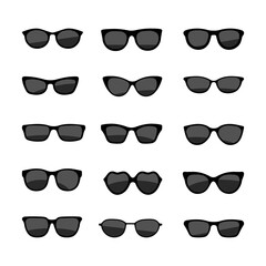 A set of glasses isolated. Vector glasses model icons. Sunglasses, glasses, isolated on white background. Various shapes - stock vector.
