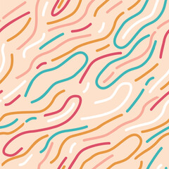 Seamless Pattern With Abstract Curve Colorful Lines, Creating A Dynamic And Modern Design Suitable For Textiles