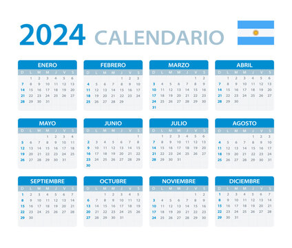 2024 Calendar - vector template graphic illustration - Argentine version