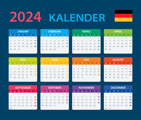2024 Calendar - vector template graphic illustration - German version