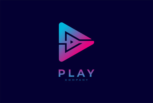 Play Button Media Logo. letter S with palya button combination, usable for brand and company logos, flat design logo template, vector illustration