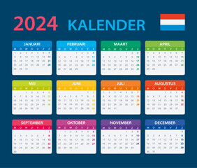 2024 Calendar - vector template graphic illustration - Dutch version