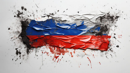 Cracked russian flag painting