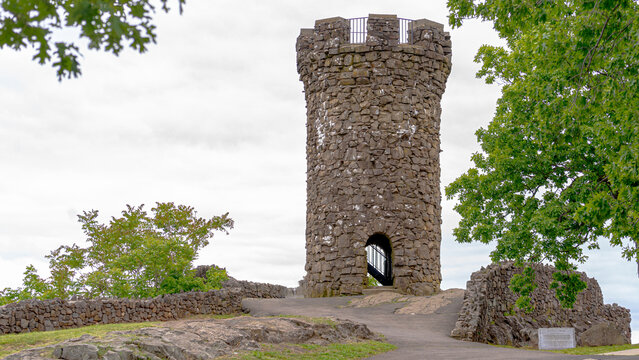 Castle Craig at Hubbard Park, Meriden, CT. easily replaceable sky. with a clean, classic view of the tower. Very recognizable image of this historic structure.