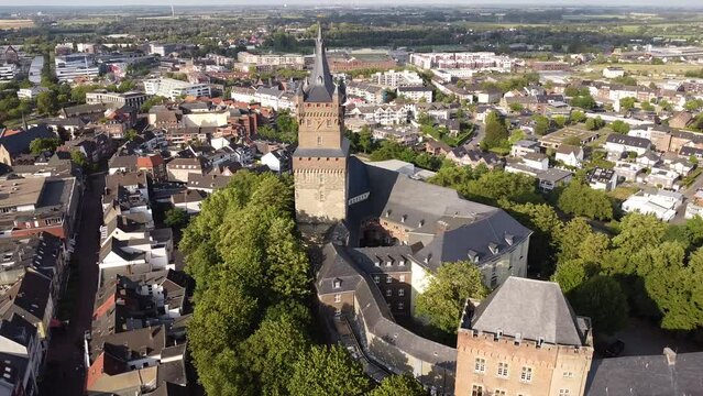 Aerial view of Schwanenburg in Kleve, Germany.