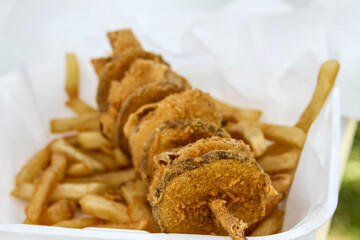 Fried food for sale at a fair or festival.