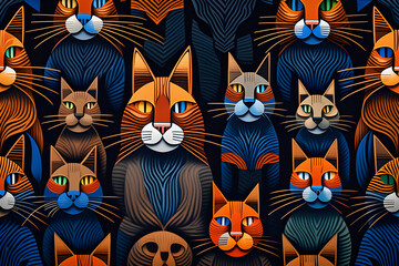 Obraz premium pattern with cats generative ai