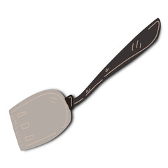 watercolor drawing of flipper used in frying isolated on white background