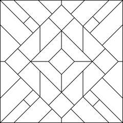 Vector sketch of a stained glass window. Geometric pattern. Abstract stained glass background. Art Deco decor for luxury modern interior. Ornament template for design. Iron fence. Iron railing.