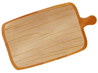 watercolor drawing of wooden chopping board on a white background